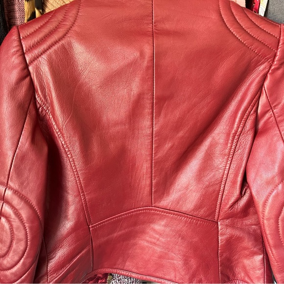 Mango red leather jacket XS - Picture 3 of 5